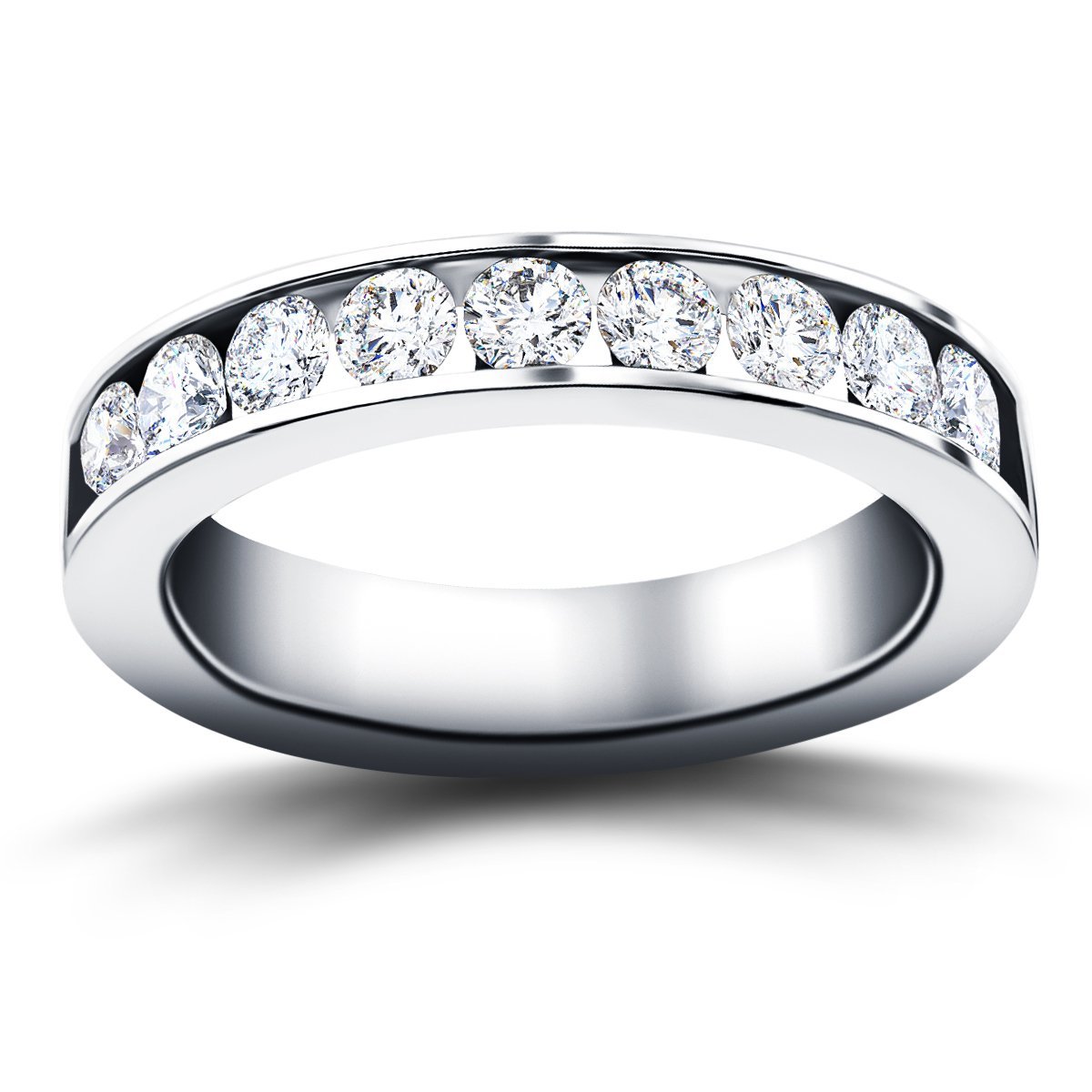 Channel Set Half Eternity Ring 1.00ct G/SI in Platinum 4.5mm - All Diamond