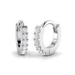 Children Diamond Huggie Hoop Earrings 0.06ct G/SI Quality in 9k White Gold - All Diamond