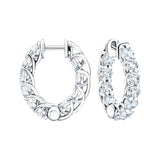Classic Diamond Hoop Earrings 2.20ct G/SI Quality in 18k White Gold - All Diamond