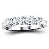 Classic Five Stone Ring with 1.00ct G/SI Quality 18k White Gold - All Diamond