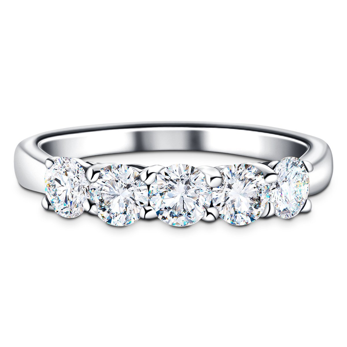 Classic Five Stone Ring with 2.00ct G/SI Quality Diamonds in Platinum - All Diamond