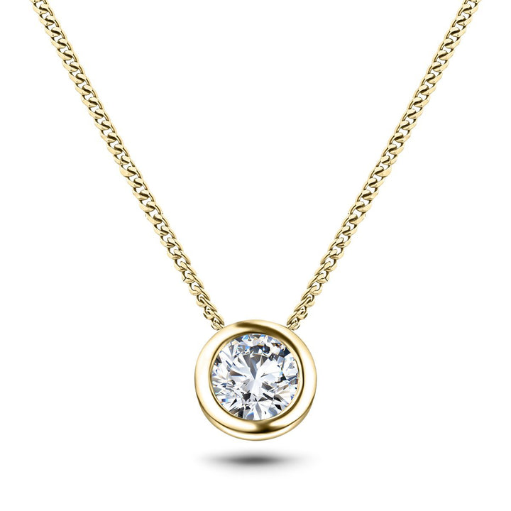 Classic Rub Over Diamond Solitaire Pendant 0.20ct G/SI 18k Yellow Gold