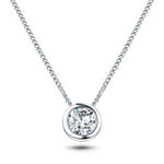 Classic Rub Over Diamond Solitaire Pendant 0.40ct G/SI 18k White Gold - All Diamond