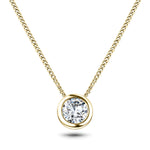 Classic Rub Over Diamond Solitaire Pendant 0.75ct G/SI 18k Yellow Gold - All Diamond