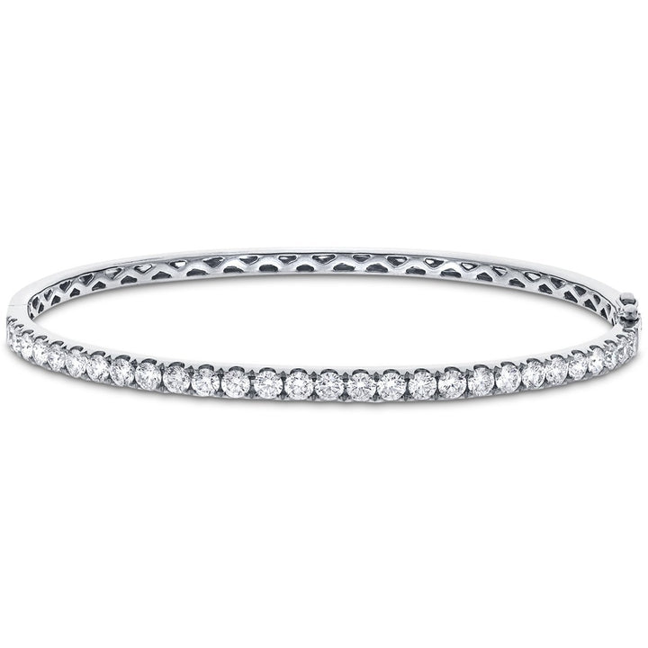 Brazalete de medio diamante con montura de garras, diamante G/SI de 0,60 quilates en oro blanco de 18 k