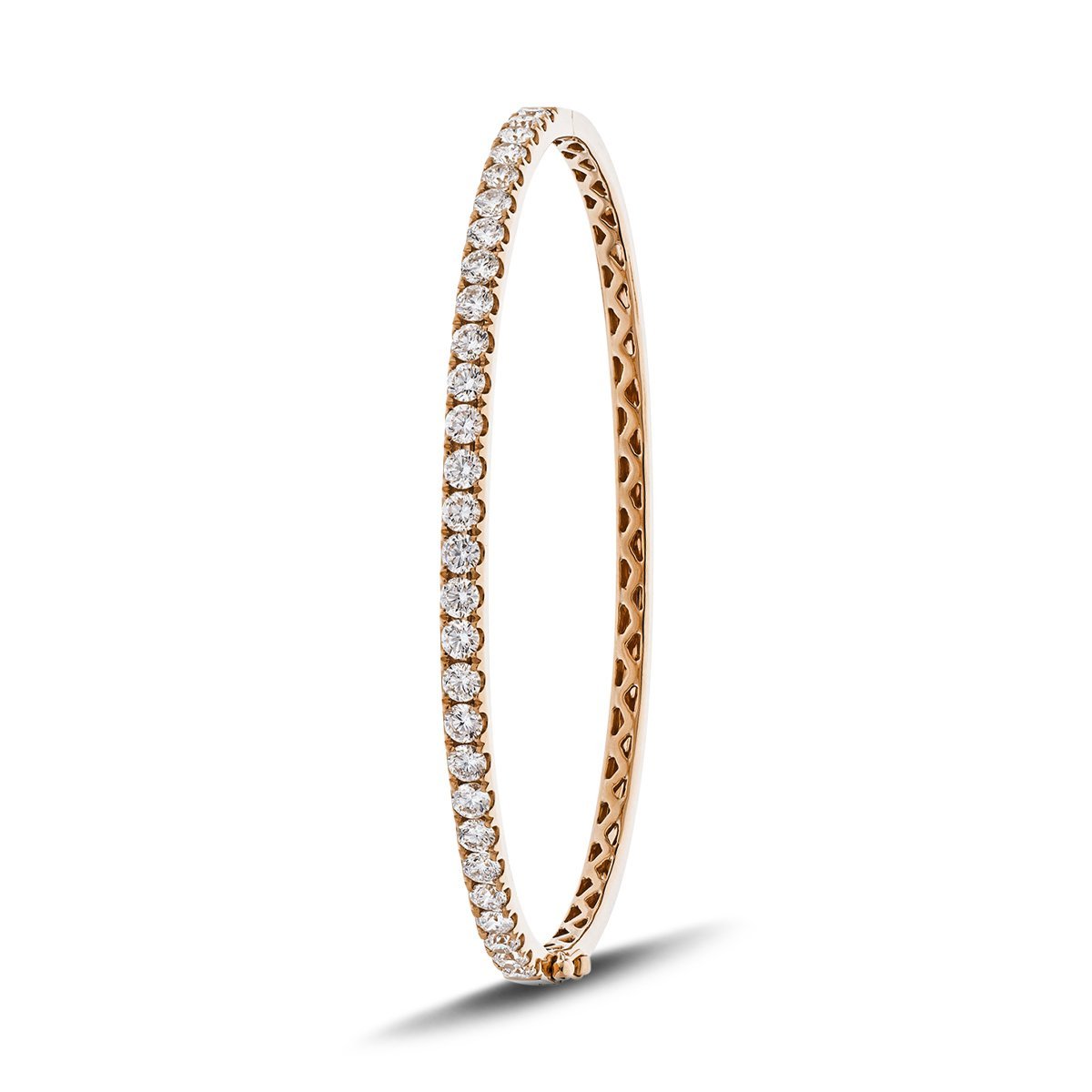 Claw Set Half Diamond Bangle 0.90ct G/SI Diamond in 18k Rose Gold - All Diamond