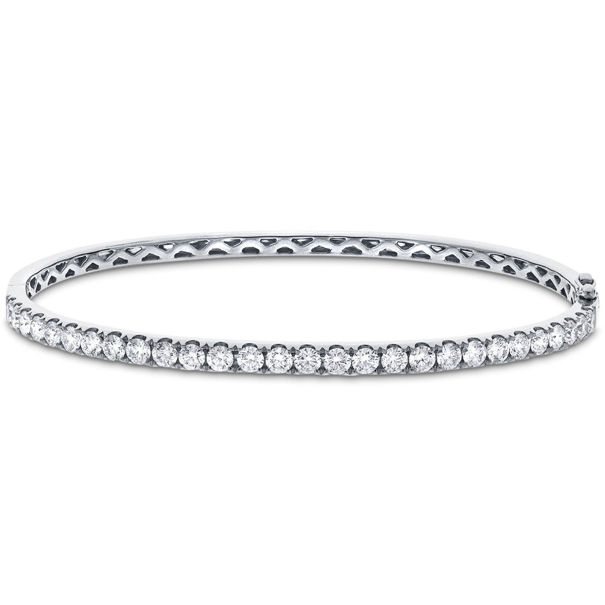 Claw Set Half Diamond Bangle 0.90ct G/SI Diamond in 18k White Gold - All Diamond