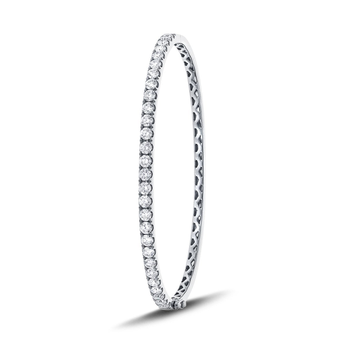 Claw Set Half Diamond Bangle 1.50ct G/SI Diamond in 18k White Gold - All Diamond