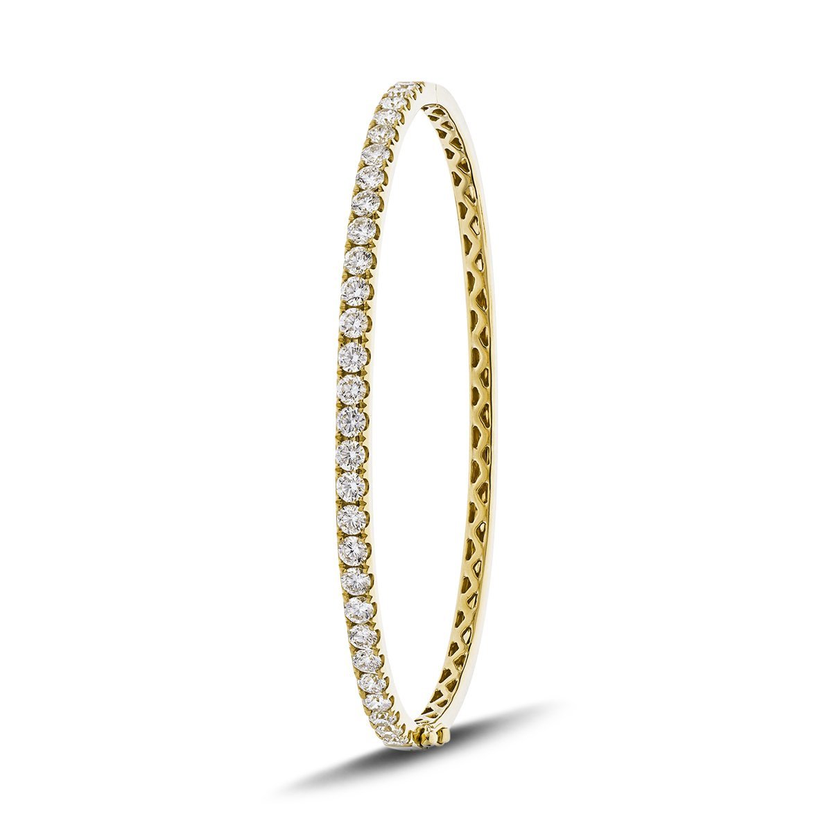 Claw Set Half Diamond Bangle 1.50ct G/SI Diamond in 18k Yellow Gold - All Diamond