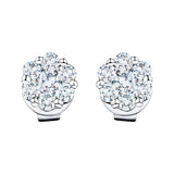 Cluster Diamond Earrings 1.35ct G/SI Quality In 18k White Gold - All Diamond