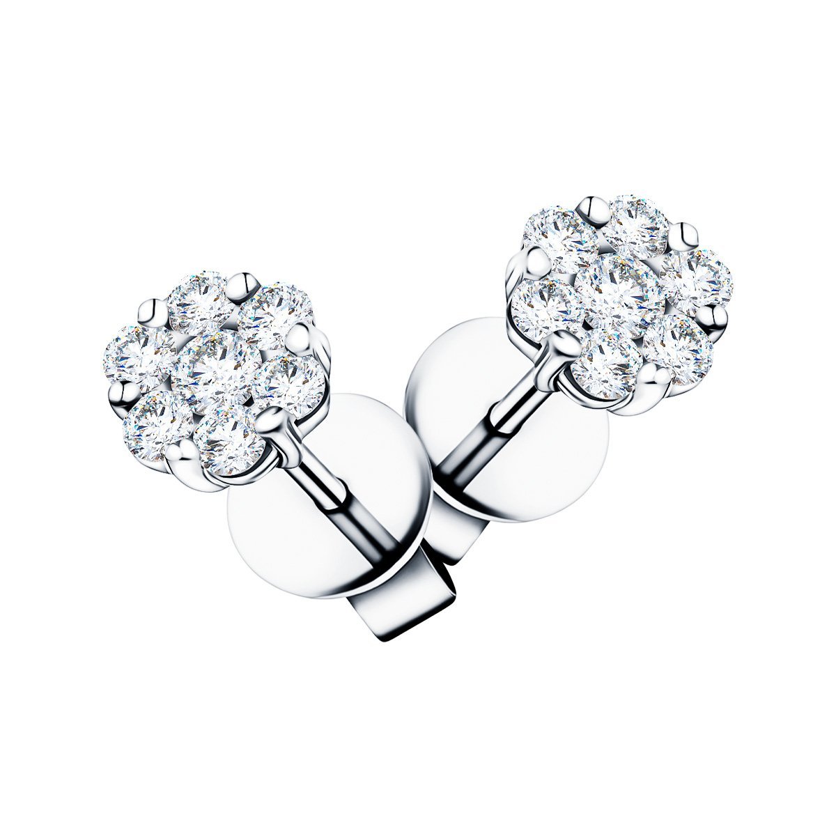 Cluster Diamond Earrings 2.00ct G/SI Quality In 18k White Gold - All Diamond