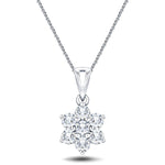 Daisy Diamond Cluster Pendant Necklace 0.25ct G/SI 18k White Gold - All Diamond