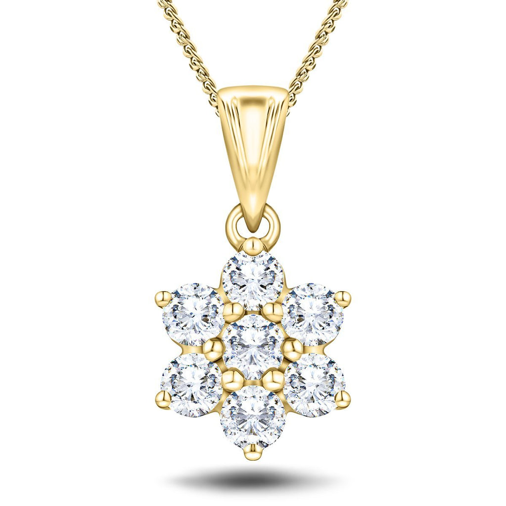 1/5 Cttw Diamond Daisy Flower Key Pendant Necklace set in 925 Sterling –  Fifth and Fine