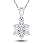 Daisy Diamond Cluster Pendant Necklace 2.00ct G/SI 18k White Gold - All Diamond