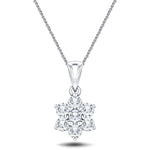 Daisy Diamond Cluster Pendant Necklace 2.00ct G/SI 18k White Gold - All Diamond