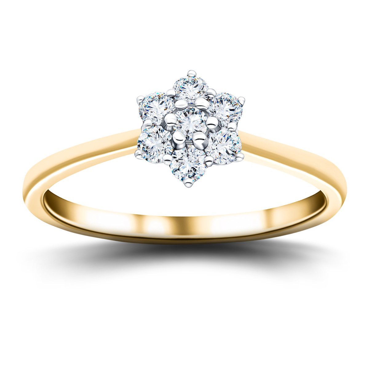 Diamond 0.25ct G/SI Quality 18k Yellow Gold Cluster Ring - All Diamond