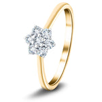 Diamond 0.25ct G/SI Quality 9k Yellow Gold Cluster Ring - All Diamond