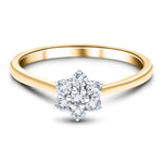 Diamond 0.25ct G/SI Quality 9k Yellow Gold Cluster Ring - All Diamond