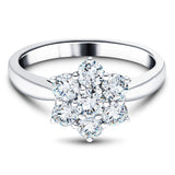 Diamond 0.75ct G/SI Quality 18k White Gold Cluster Ring - All Diamond