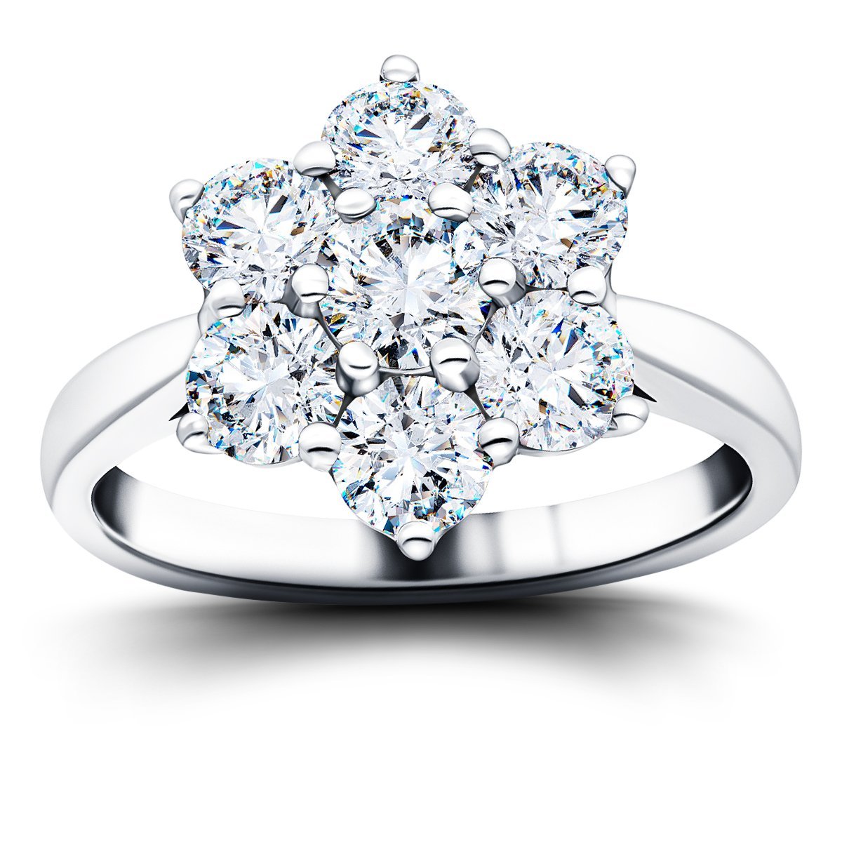 Diamond 3.00ct G/SI Quality 18k White Gold Cluster Ring - All Diamond