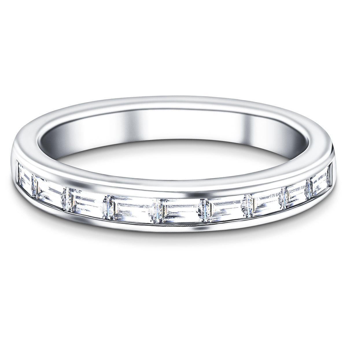 Diamond Baguette Half Eternity Ring 0.40ct G/SI 18k White Gold 2.3mm - All Diamond