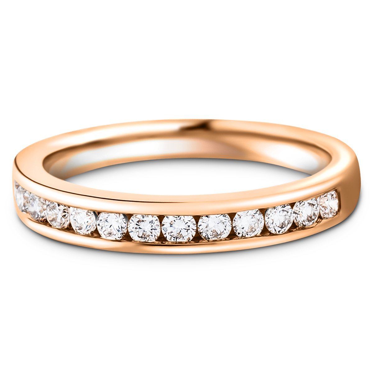 Diamond Channel Half Eternity Ring 0.40ct G/SI 18k Rose Gold 3.1mm - All Diamond