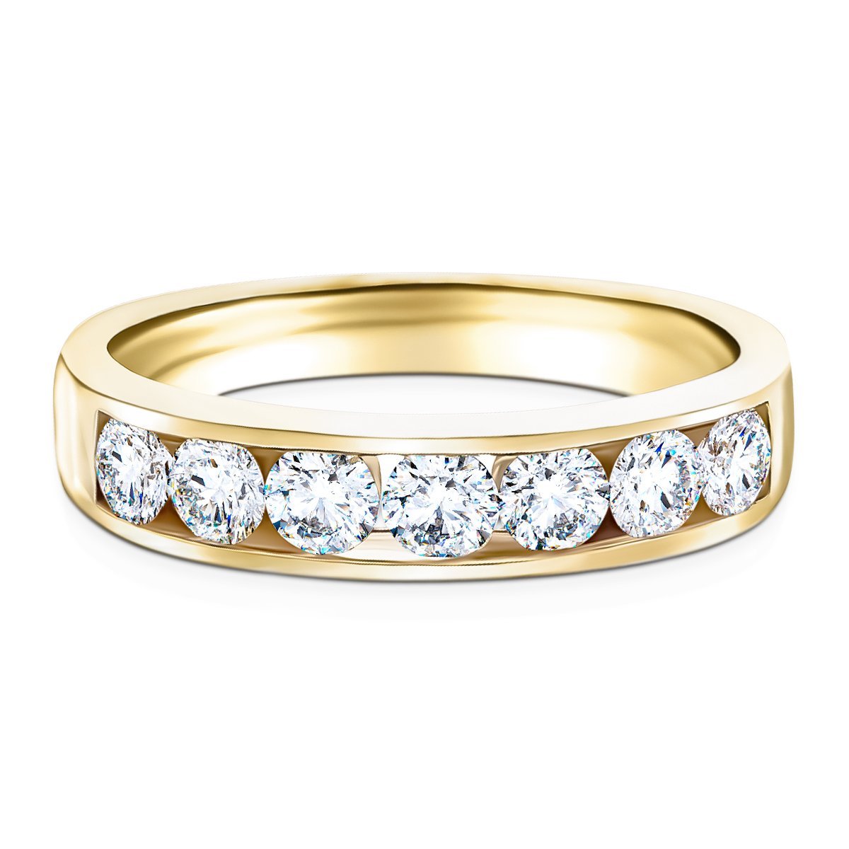 Diamond Channel Half Eternity Ring 0.80ct G/SI 18k Yellow Gold 4.0mm - All Diamond
