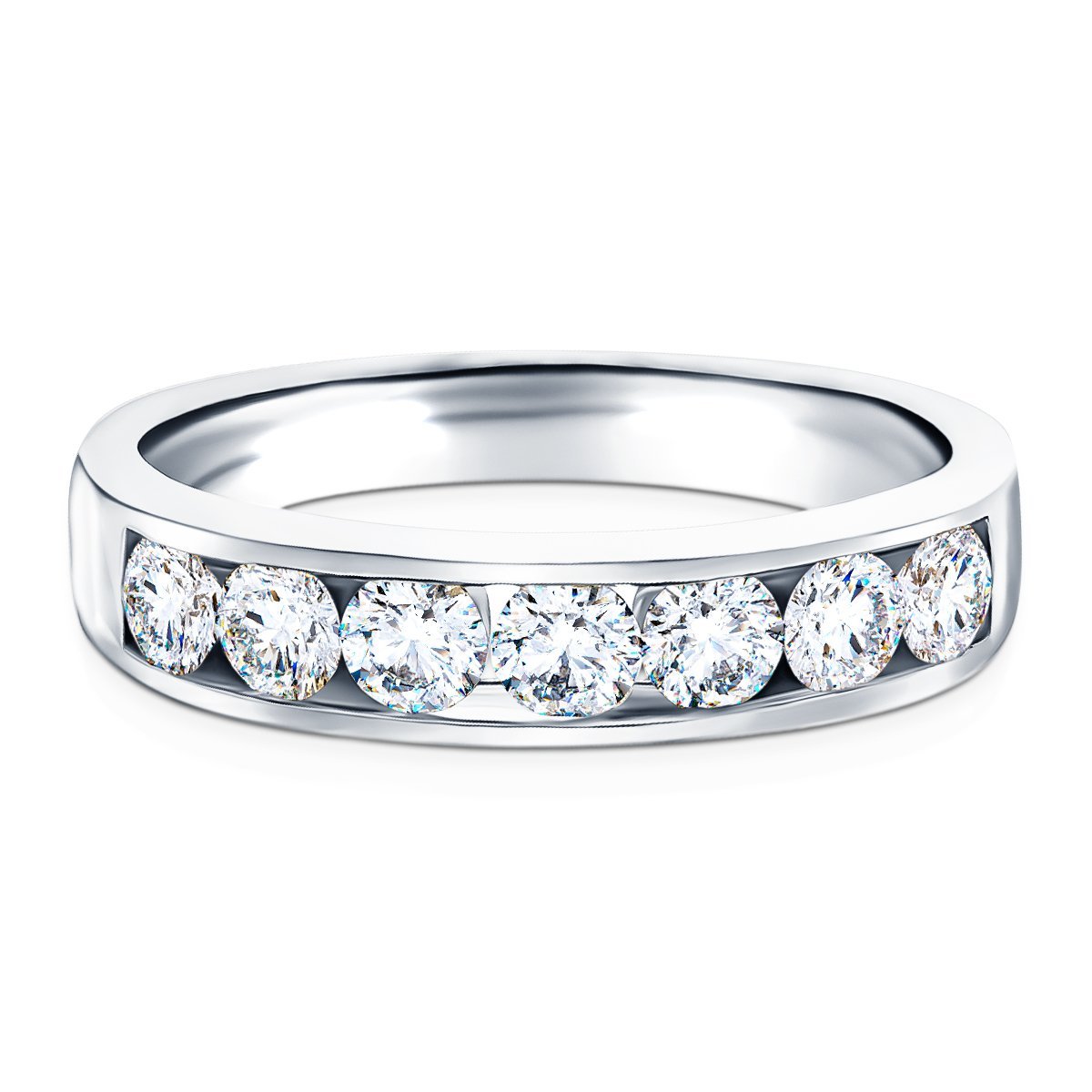 Diamond Channel Half Eternity Ring 1.50ct G/SI 18k White Gold 5.2mm - All Diamond