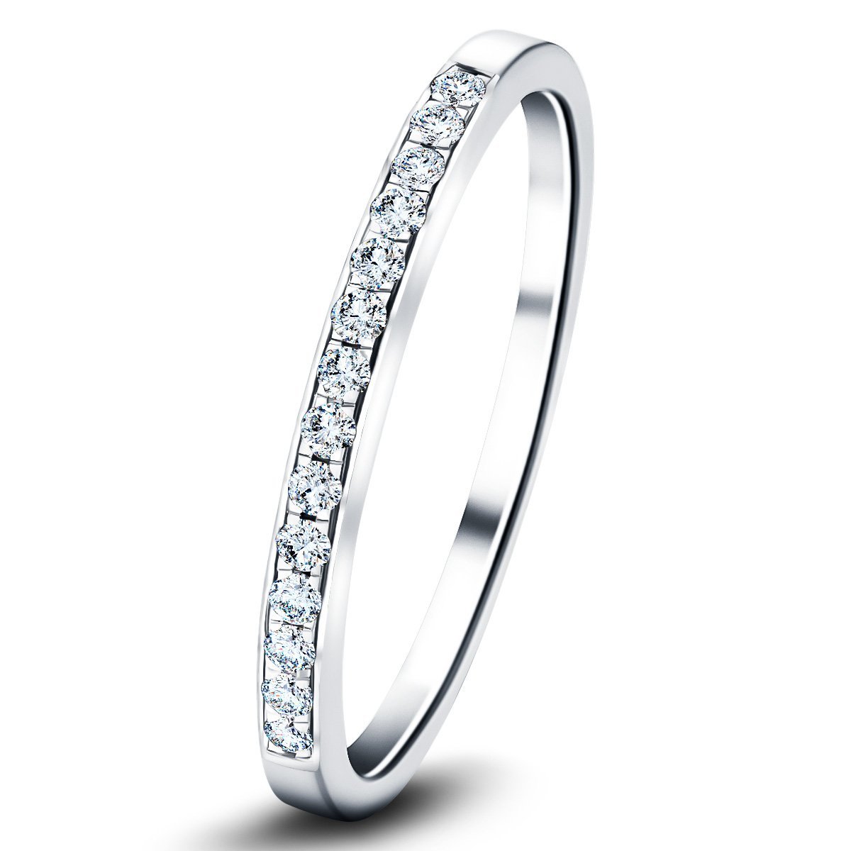 Diamond Channel Set Half Eternity Ring 0.20ct G/SI 9k White Gold - All Diamond