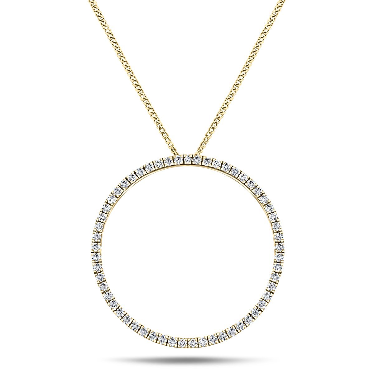 Diamond Circle Life Necklace 0.75ct G/SI Quality 18k Yellow Gold W23.5 - All Diamond