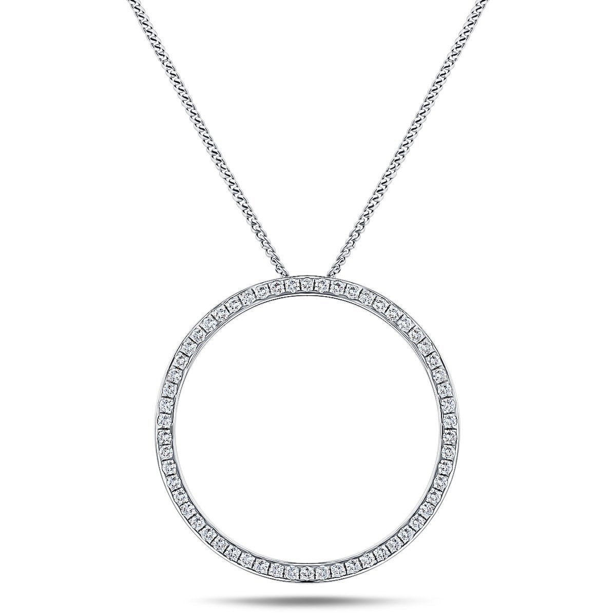 Diamond Circle of Life Necklace 0.70ct G/SI Quality in 18k White Gold - All Diamond