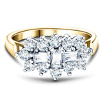 Diamond Cluster Boat Ring 0.50ct G/SI Quality in 18k Yellow Gold - All Diamond