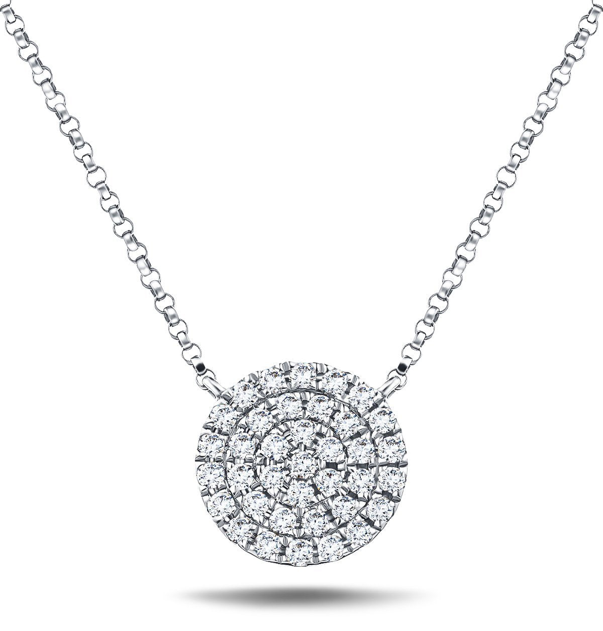 Diamond Cluster Circle Shape Necklace 0.40ct G/SI 18k White Gold - All Diamond