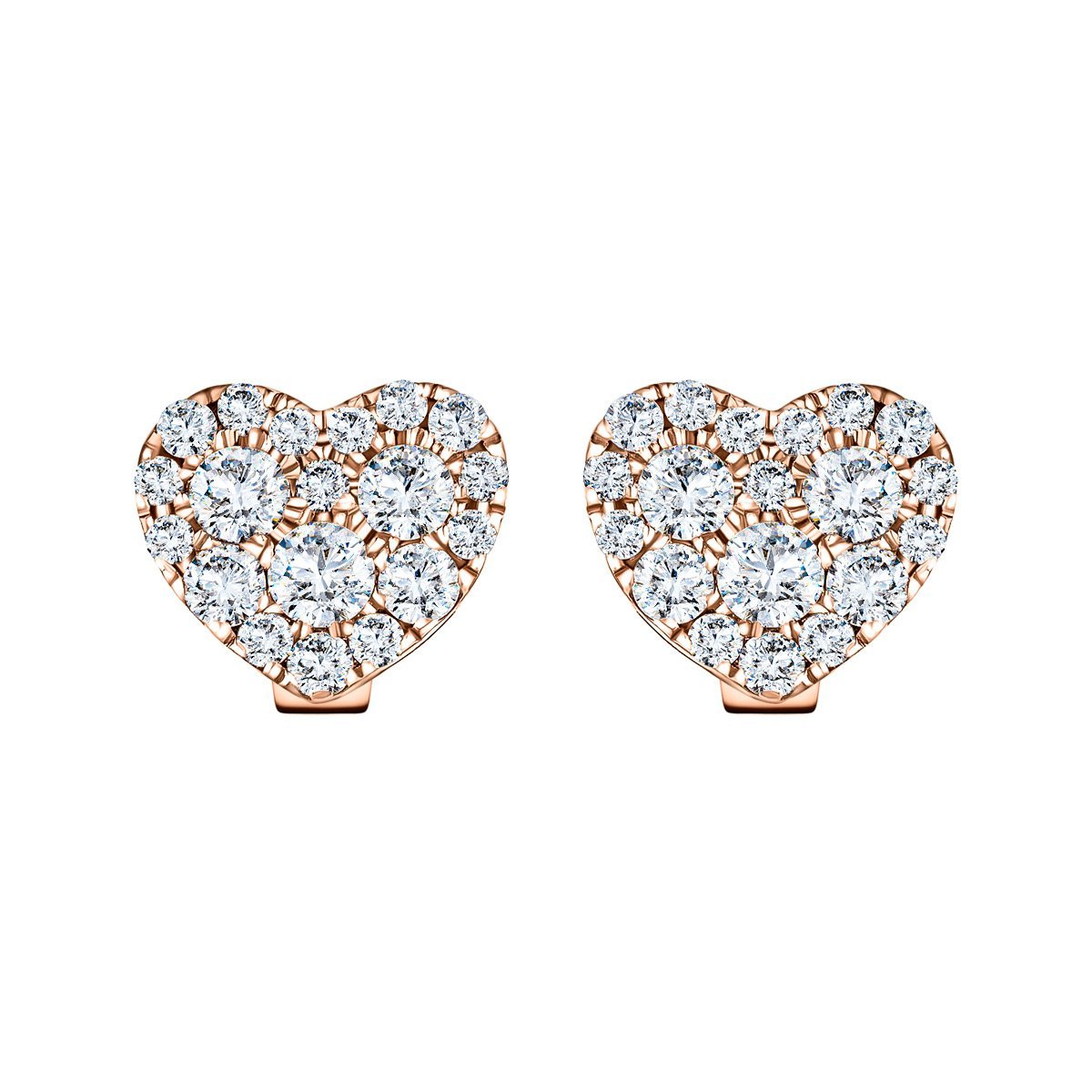 Diamond Cluster Heart Earrings 0.70ct G/SI 18k Rose Gold - All Diamond