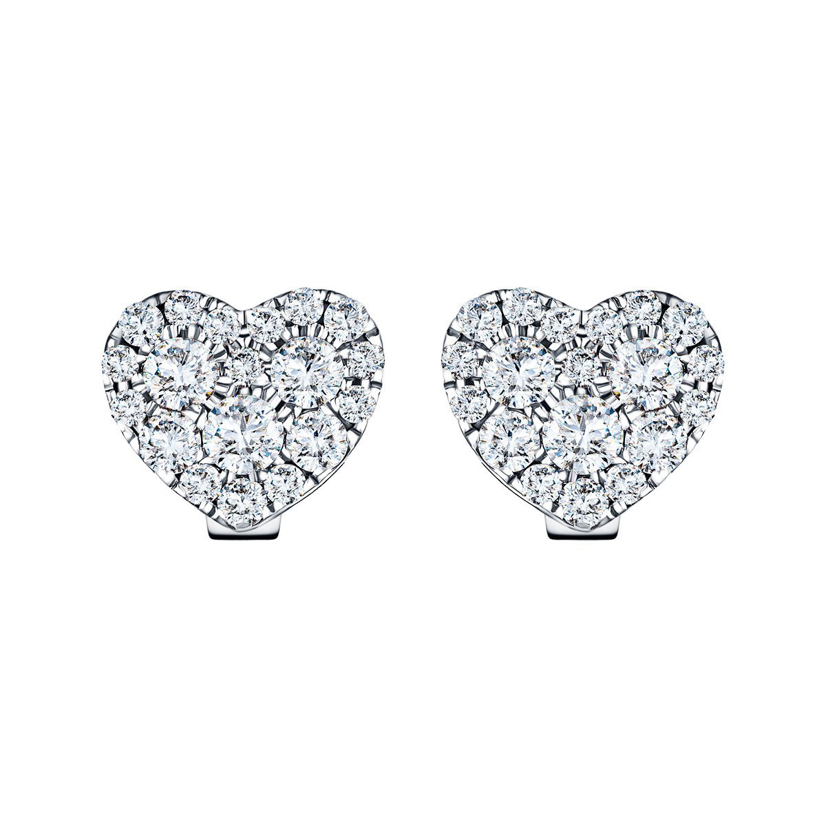 Diamond Cluster Heart Earrings 0.70ct G/SI 18k White Gold - All Diamond