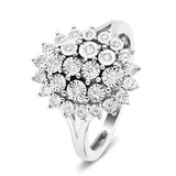 Diamond Cluster Oval Ring 3.00ct Look G/SI Quality in 9k White Gold - All Diamond