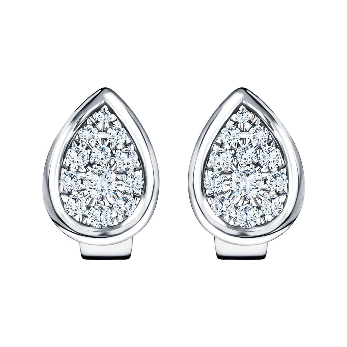 Diamond Cluster Pear Earrings 0.20ct G/SI Quality 18k White Gold - All Diamond