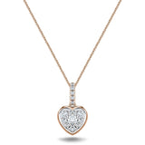 Diamond Cluster Pendant Necklace 0.25ct G/SI 18k Rose Gold 7.8mm - All Diamond