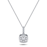 Diamond Cluster Pendant Necklace 0.25ct G/SI 18k White Gold 7.2mm - All Diamond