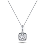 Diamond Cluster Pendant Necklace 0.25ct G/SI 18k White Gold 7.2mm - All Diamond