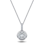 Diamond Cluster Pendant Necklace 0.27ct G/SI 18k White Gold 8.0mm - All Diamond