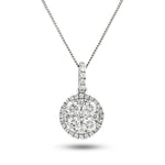 Diamond Cluster Pendant Necklace 0.50ct G/SI 18k White Gold 9.0x16.4 - All Diamond