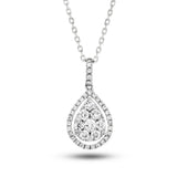 Diamond Cluster Pendant Necklace 0.50ct G/SI 18k White Gold 9.4x18.8 - All Diamond