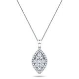 Diamond Cluster Pendant Necklace 0.60ct G/SI 18k White Gold 9.1x21.5 - All Diamond