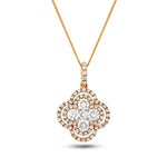 Diamond Cluster Pendant Necklace 0.80ct G/SI 18k Rose Gold 13.0x19.0 - All Diamond