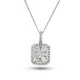 Diamond Cluster Pendant Necklace 0.80ct G/SI 18k White Gold 10.8x17.2 - All Diamond