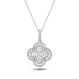 Diamond Cluster Pendant Necklace 0.80ct G/SI 18k White Gold 13.0x19.0 - All Diamond