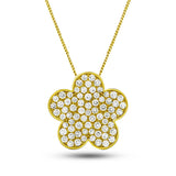 Diamond Cluster Pendant Necklace 1.00ct G/SI 18k Yellow Gold 17.2x17.8 - All Diamond