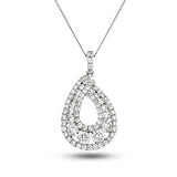 Diamond Cluster Pendant Necklace 1.05ct G/SI 18k White Gold 12.8x23.2 - All Diamond