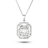 Diamond Cluster Pendant Necklace 1.30ct G/SI 18k White Gold 14.0x21.0 - All Diamond